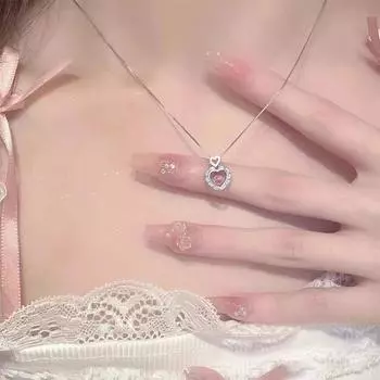 Винтажные готические ожерелья с розовым кулоном в форме сердца для женщин