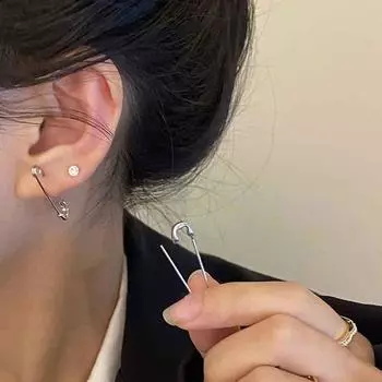 Винтажные готические серебряные серьги-булавки для женщин, вечерние полые серьги в форме сердца 1Pair