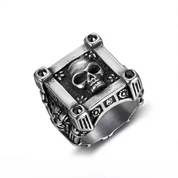 Винтажные готические ювелирные изделия квадратный череп байкерские кольца из нержавеющей стали для мужчин размеры 7-12 7