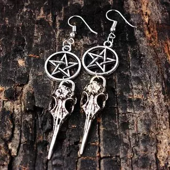 Винтажные готические висячие серьги с черепом быка для женщин, серьги в стиле панк на Хэллоуин, помолвочные вечерние ювелирные изделия, подарки серебряный