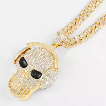 Винтажные хип-хоп панк Cz Ice Out череп ожерелья для женщин мужчин рок крутой властный кулон в виде скелета ожерелье ювелирные изделия в стиле бохо 24inch(60cm)