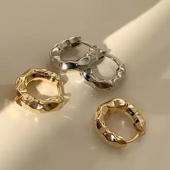 Винтажные холодные цвета, толстые металлические серьги-кольца с преувеличением, нерегулярные волны, лаконичные геометрические серьги-кольца для женщин и девочек серебряный