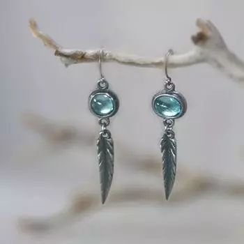 Винтажные хрустальные серьги с перьями в богемном стиле, ювелирные серьги