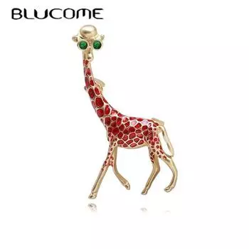 Винтажные индивидуальные аксессуары Blucome, брошь-жираф, милый костюм, пальто, универсальные женские модные пуговицы синий