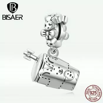 Винтажные изысканные подвески BISAER из стерлингового серебра 925 пробы, подходят оригинальные браслеты, женские ювелирные изделия 925 silver