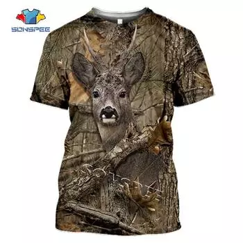 Винтажные камуфляжные охотничьи футболки с животным принтом, повседневная футболка большого размера с 3d для мужчин, уличная одежда, топ с короткими рукавами в стиле ретро S