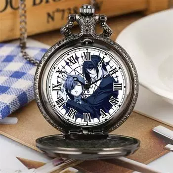 Винтажные карманные часы с аниме циферблатом, тонкие часы с подвеской на цепочке, повседневные часы с героями мультфильмов, подарки для студентов, часы в стиле ретро бронзовый
