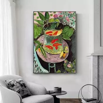 Винтажные картины на холсте Анри Матисса с золотой рыбкой, постеры и принты, настенные художественные картины для гостиной, украшения дома, Cuadros 21x30cm No Framed