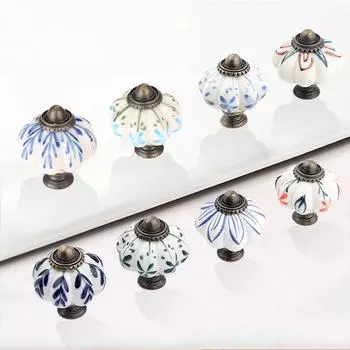 Винтажные керамические ручки для дверей в виде тыквы, ручки для ящиков шкафов, ручки для кухонных шкафов, мебельная фурнитура