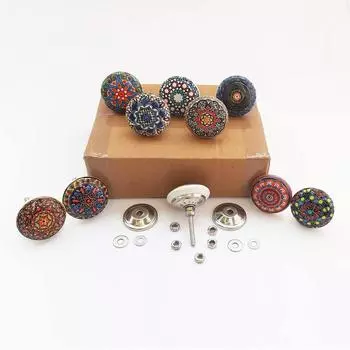 Винтажные керамические ручки-кнопки для кухонного шкафа, двери и ящика, гардероба, буфета (Набор из 10)