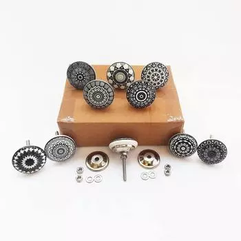 Винтажные керамические ручки-кнопки для кухонного шкафа, двери и ящика, гардероба, буфета (Набор из 10)