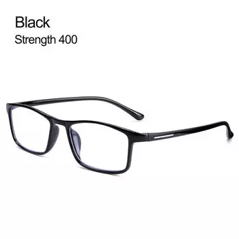 Винтажные Классические Черные Очки для Чтения Защита Глаз Ультра Легкая Оправа Очки с Защитой от Синего Света Strength 400 чёрный