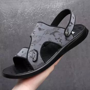 Винтажные классические мужские сандалии, удобные универсальные туфли на плоской подошве, пляжная обувь, модная повседневная обувь, сандалии для дома и улицы, тапочки 38 коричневый