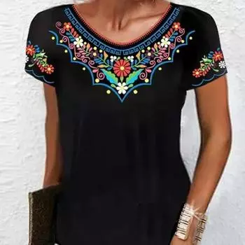 Винтажные классические женские футболки с коротким рукавом и круглым вырезом, женская футболка с цветочным принтом, летние повседневные топы с 3d принтом цветов, большой размер 8XL 4XL