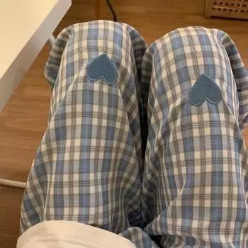 Винтажные клетчатые брюки, женские свободные прямые брюки с эластичной резинкой на талии, корейские брюки с высокой талией в стиле Харадзюку, повседневные широкие брюки в стиле ретро XS чёрный