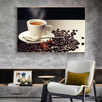 Винтажные кофейные зерна, холст, картина, кофейня, настенные художественные принты, современный торт, еда, кухонные постеры, фотографии для украшения дома 21cm30cm NoFrame