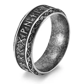 Винтажные кольца с рунами Одина, норвежского викинга, модные серебряные кольца из нержавеющей стали со словами, свадебные украшения 7 белый