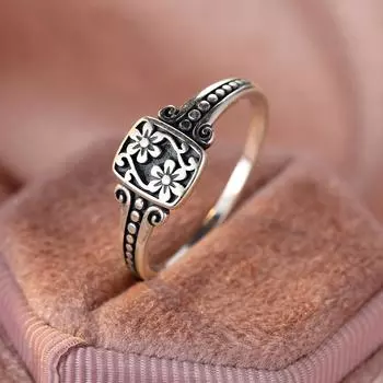 Винтажные кольца из стерлингового серебра 925 пробы для женщин с дизайном «цветок сливы», антикварные аксессуары, простые элегантные украшения для вечеринок 6