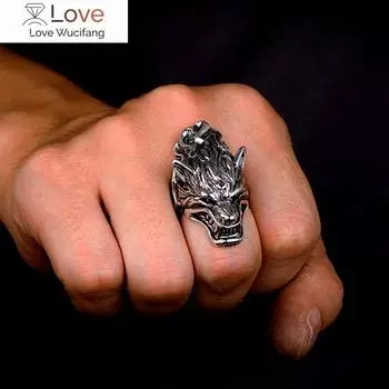 Винтажные кольца викингов-волков для мужчин, модное серебряное кольцо из нержавеющей стали в стиле панк-байкер, скандинавский тотем, амулет, ювелирные изделия 13
