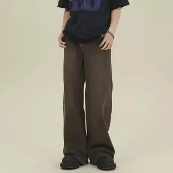 Винтажные коричневые свободные джинсы с широкими штанинами для мальчиков и девочек 3X Large