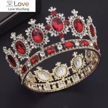 Винтажные королевские королевские диадемы и короны, большой хрустальный круг, диадема, свадебная корона, свадебные украшения на голову, головной убор невесты серебро белый