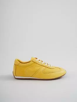 Винтажные кожаные кроссовки на шнуровке для женщин – повседневная обувь для ходьбы с мягкой подошвой 35 жёлтый