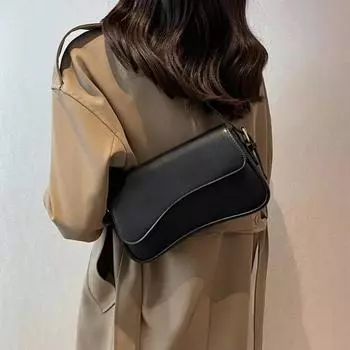 Винтажные кожаные сумки через плечо для женщин, дизайнерские женские сумки с небольшим клапаном на плечо, сумки через подмышку и кошельки чёрный