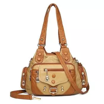 Винтажные кожаные сумки высокого качества, роскошные дизайнерские сумки, женские сумки через плечо для женщин, 2023, мягкая большая сумка хаки