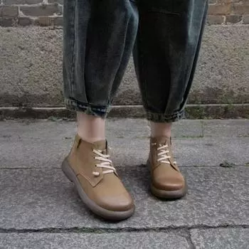 Винтажные кожаные женские сапоги Martin Boots 35 хаки