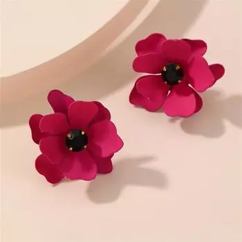 Винтажные красные эмалированные серьги с цветком камелии для женщин, модные стильные милые элегантные украшения красный