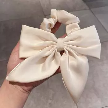 Винтажные красные большие атласные банты эластичные резинки для волос завязки для женщин девочек модные однотонные резинки скранчи аксессуары для волос