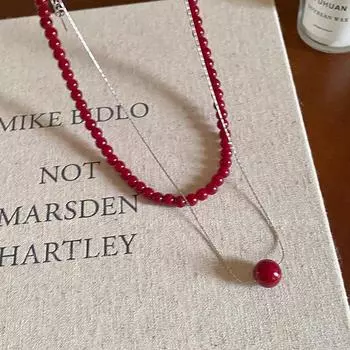 Винтажные красные бусины ожерелья для женщин китайский стиль стеклянные бусины ожерелье изысканный элегантный чокер эстетические ювелирные аксессуары