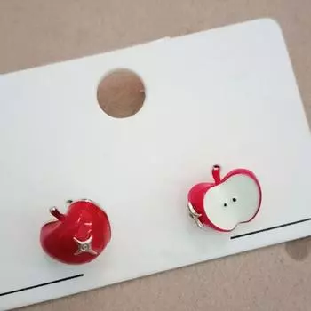 Винтажные красные фруктовые серьги-гвоздики из цинкового сплава, мини-петли для ушей, французские милые серьги-гвоздики на каждый день Ring-Style3
