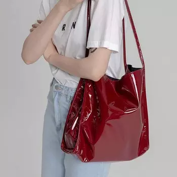Винтажные красные лакированные сумки через плечо для женщин, роскошные глянцевые дизайнерские женские сумки для поездок на работу, женская модная сумка для шопинга
