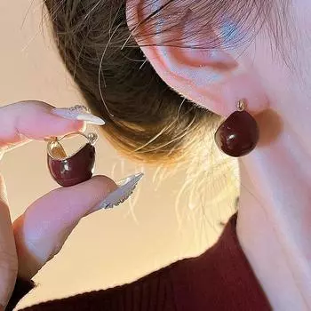 Винтажные красные серьги-клипсы женские эмалированные серьги-гвоздики легкие роскошные аксессуары для ушей серьги ювелирные изделия