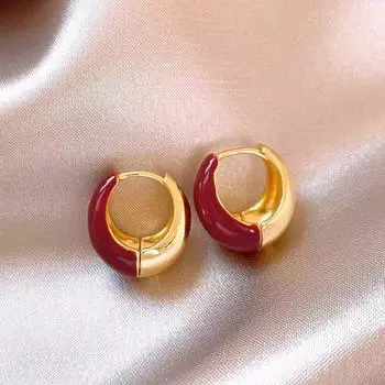 Винтажные красные серьги-кольца с каплями масла