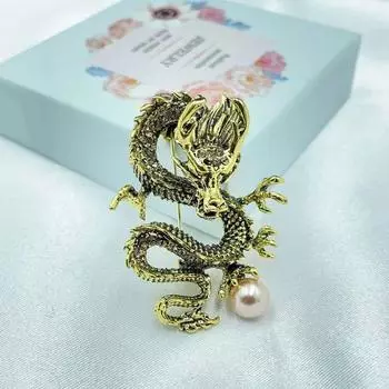 Винтажные красочные броши в виде дракона в китайском стиле с мультяшным животным, пряжка, значок для мужчин 02