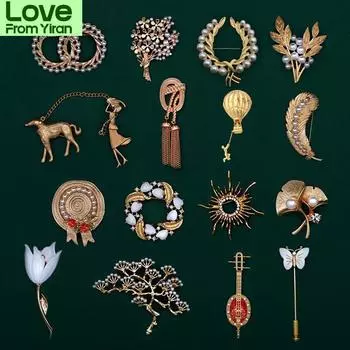 Винтажные креативные барочные броши в виде растений и жемчуга, брошь в виде листьев дерева и цветов для женщин, аксессуары для вечеринок, ювелирные изделия в подарок