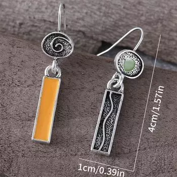 Винтажные креативные геометрические асимметричные серьги, богемные серьги-капли с масляной эмалью естественной кривизны