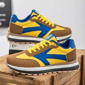 Винтажные кроссовки на платформе, мужские модные дизайнерские уличные желтые спортивные туфли, мужские трендовые удобные дышащие повседневные кроссовки для мужчин 39