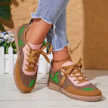 Винтажные кроссовки смешанного цвета в немецком стиле, женские удобные кроссовки на мягкой подошве со шнуровкой, женские нескользящие повседневные кроссовки для скейтбординга 36 темно-серого