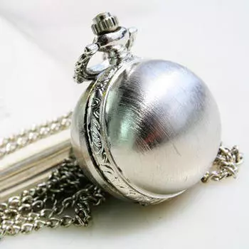 Винтажные круглые антикварные кварцевые гладкие часы с шаровым карманом и стеклянной цепочкой, маленькие подарочные часы с ожерельем