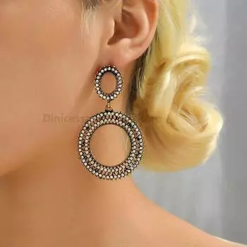 Винтажные круглые полые стразы, большие висячие серьги для женщин, роскошные качественные простые необычные вечерние украшения, аксессуары для ушей