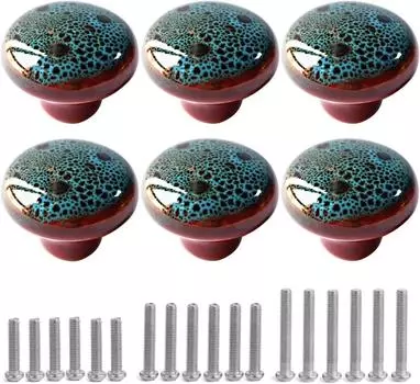 Винтажные круглые ручки для шкафа, глазурованные керамические круглые ручки для ящика комода, антикварные ручки для ящика для домашнего декора, дверные ручки 6pcs