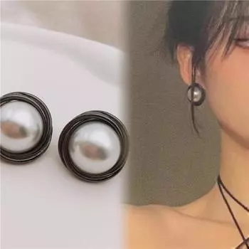 Винтажные круглые серьги для женщин без пирсинга, серьги-клипсы с имитацией жемчуга