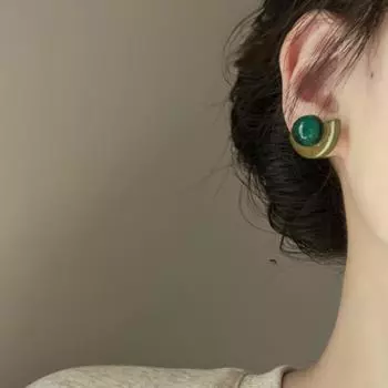 Винтажные круглые серьги из акрилового желе с сочетанием цветов, минималистичный стиль для женщин зелёный