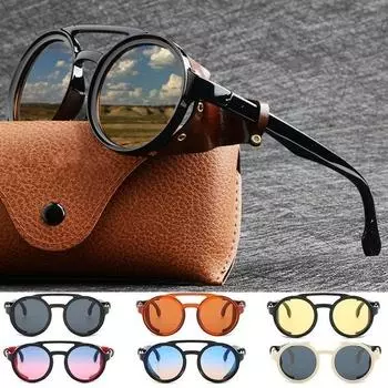 Винтажные круглые солнцезащитные очки в стиле ретро для мужчин и женщин, очки в стиле киберпанк, готические солнцезащитные очки в стиле стимпанк