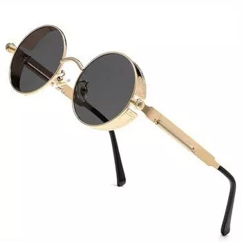 Винтажные круглые стимпанк модные солнцезащитные очки для женщин и мужчин круглые готические очки ретро металлическая оправа очки для вождения