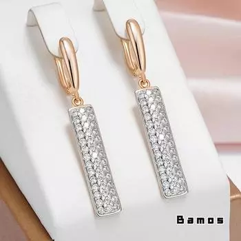 Винтажные квадратные длинные висячие серьги с цирконием для женщин, розовое золото, свадебные и помолвочные серьги, ювелирные украшения, повседневная одежда белый/золотой