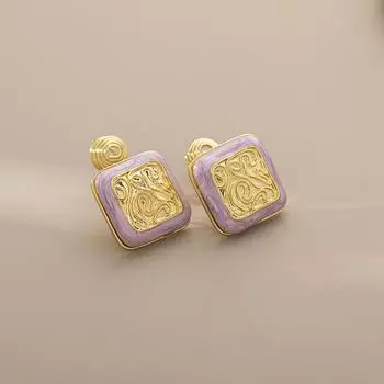 Винтажные квадратные геометрические ретро простые эмалевые клипсы для ушей в виде спирали от комаров